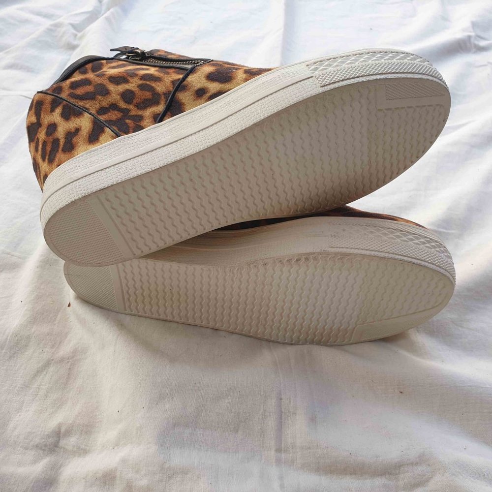 Not Rated Leopard Print Wedge Sneakers - Picture 3 of 5